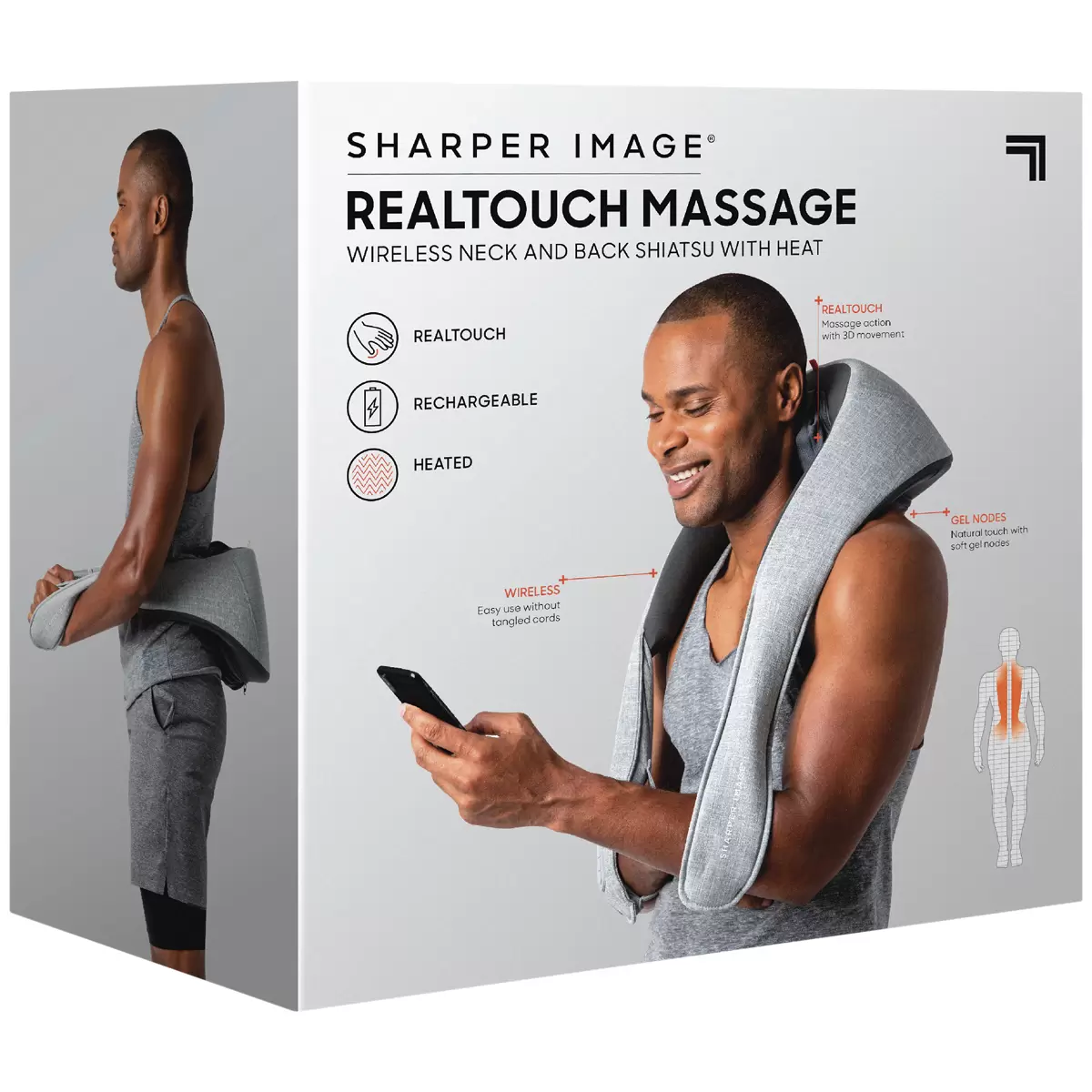 Sharper Image Real Touch Shiatsu Wireless Back and Neck Massager TSMSWNBX