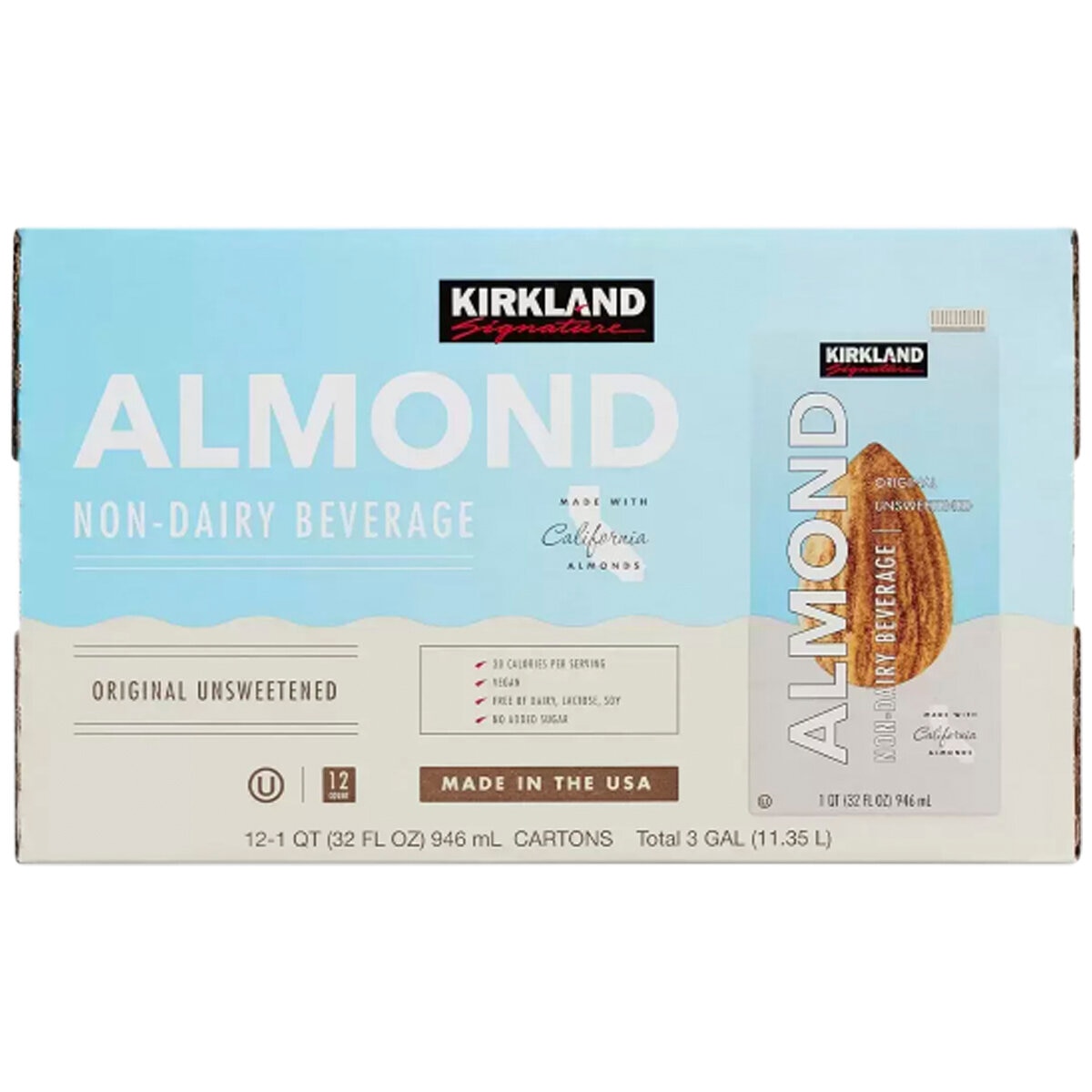 Kirkland Signature Almond Milk Non-dairy Beverage 12 x 946ml