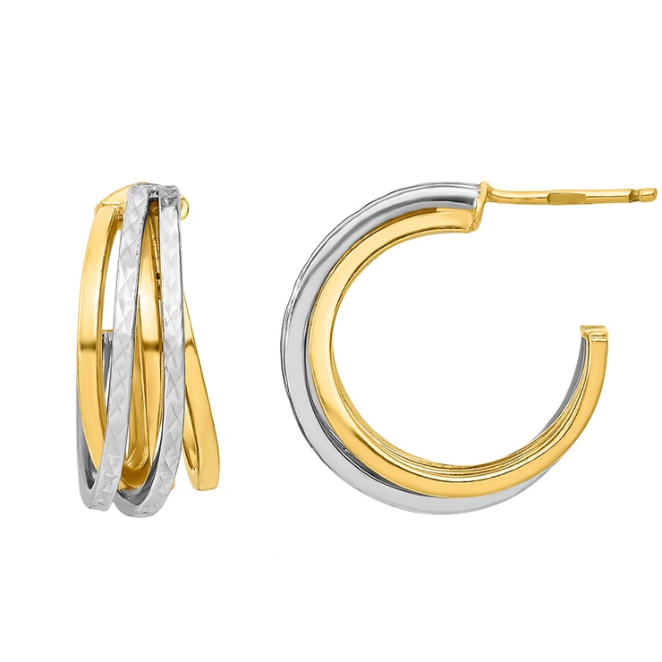 14KT Two Tone Gold Circle Hoop Earrings | Costco Australia