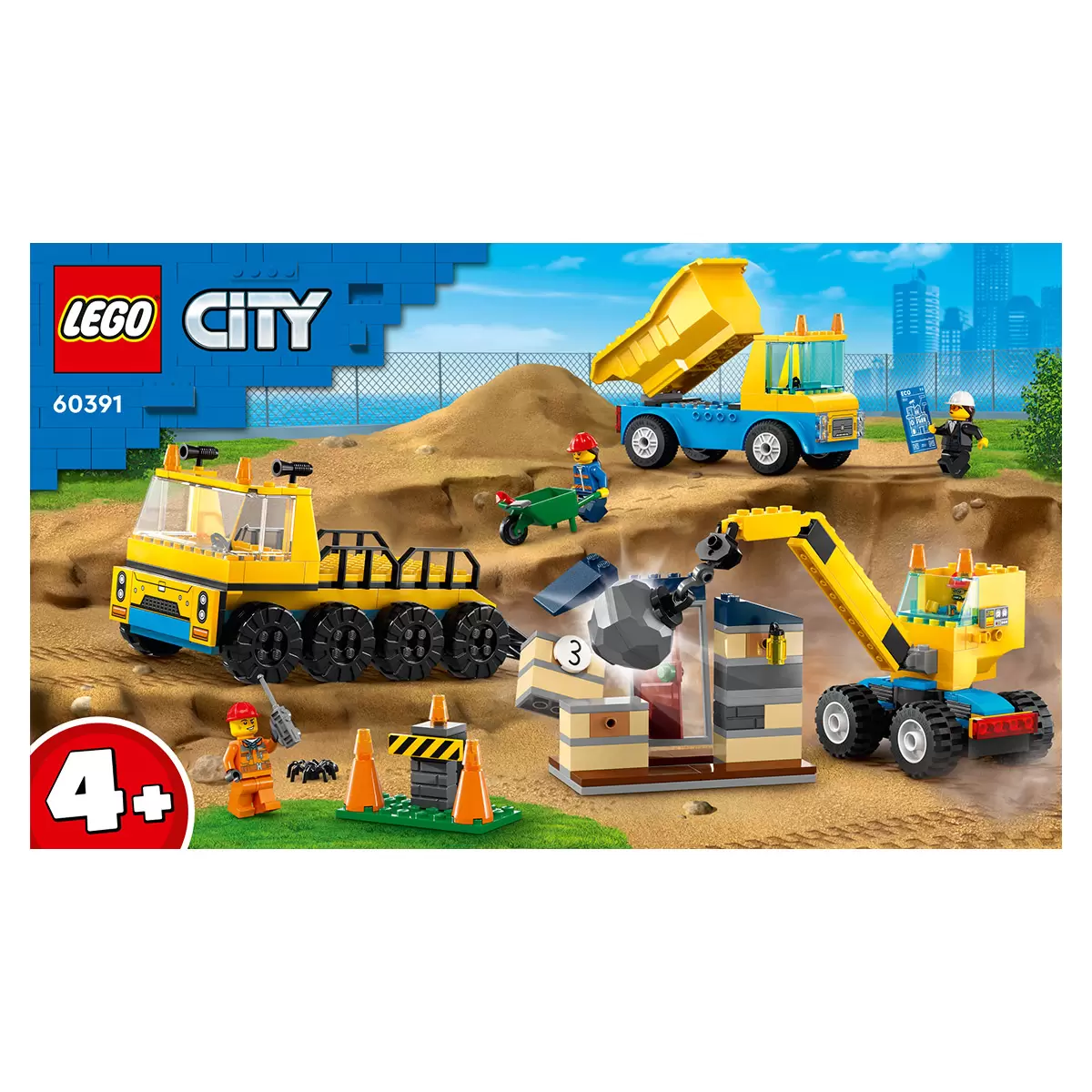 LEGO City Construction Trucks and Wrecking Ball Crane 60391