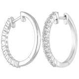 18KT White Gold 1.00ctw Diamond Hoop Earrings