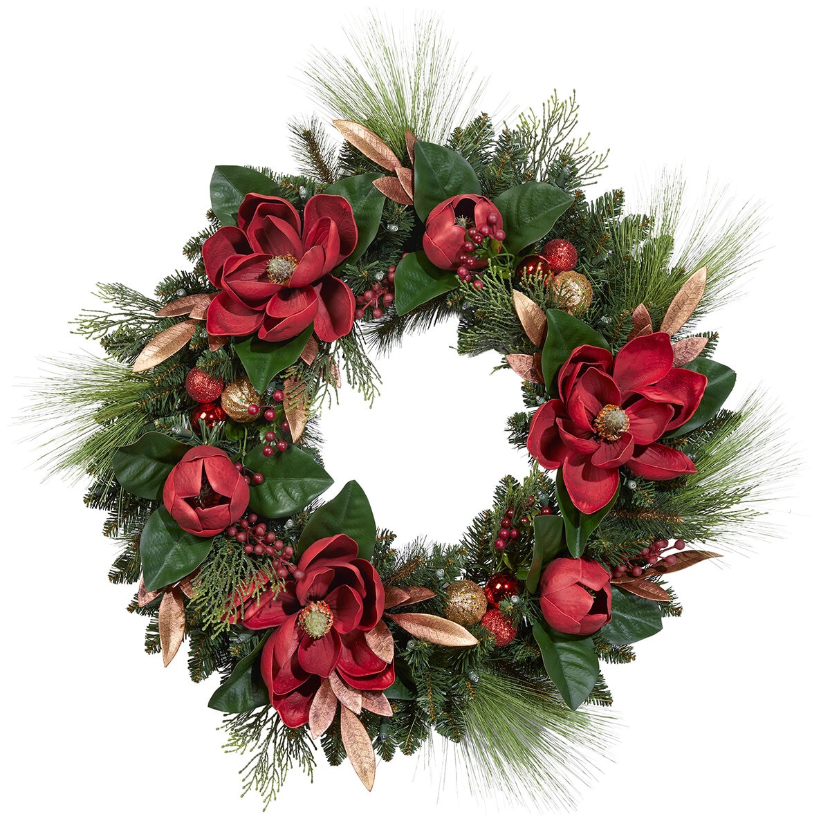 1785068 Pre-lit LED Magnolia Wreath