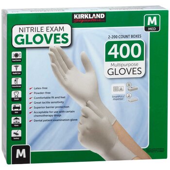 Kirkland Signature Medium Nitrile Exam Gloves 2 x 200 Count