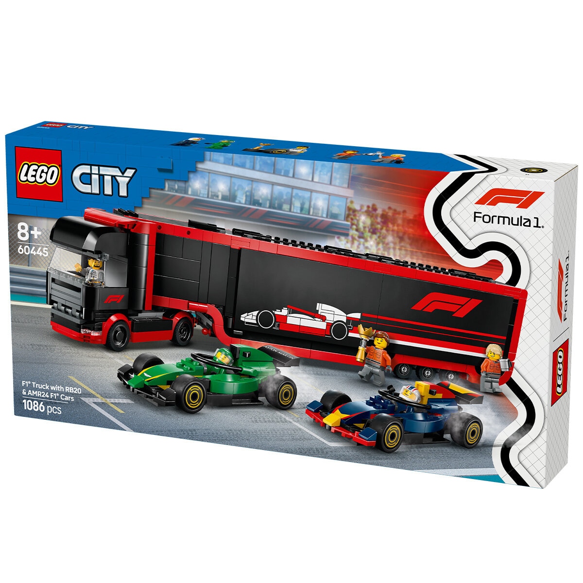 LEGO City F1 Truck with RB20 & AMR24 F1 Cars Toy Racing Transporter Set 60445