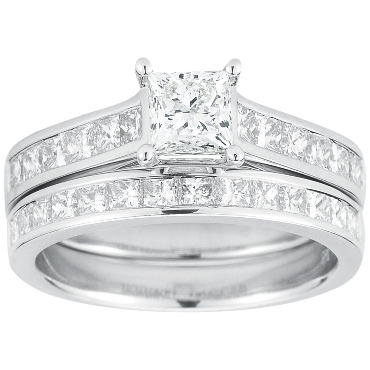 Platinum 2.05CTW Princess Cut Diamond Bridal Set