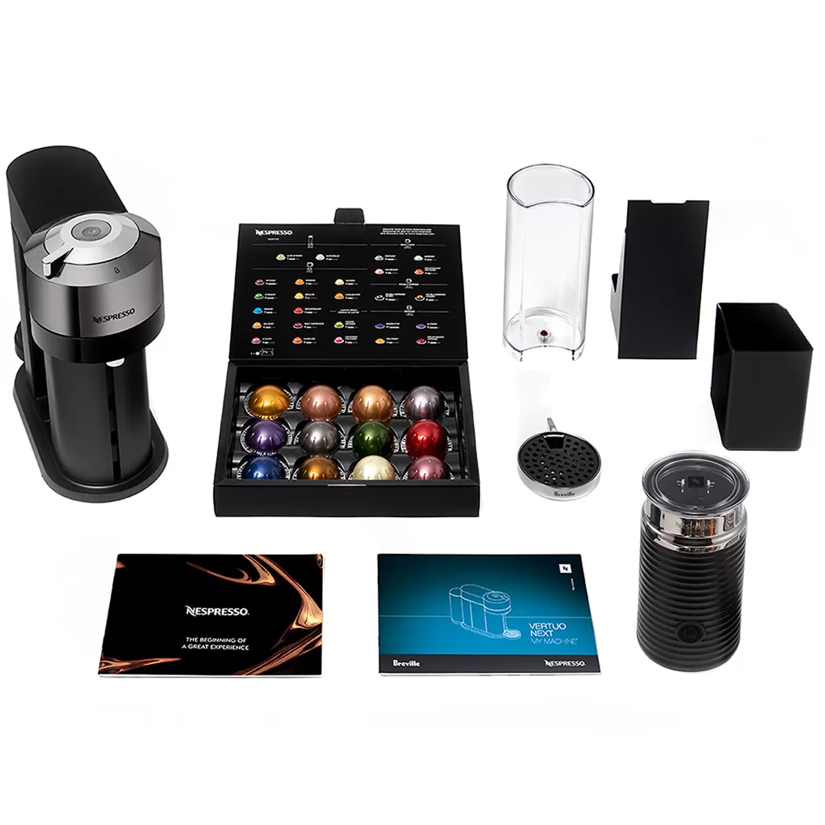 Nespresso Vertuo Next Deluxe Coffee Machine Dark Chrome Bundle