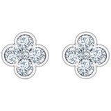 18KT White Gold 0.65ctw Round Diamond Clover Earrings