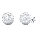 14KT White Gold Dome Stud Earrings