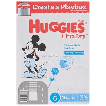 Huggies Boys' Ultra Dry Nappies Size 6 Junior (16kg And Over) 124 Nappies