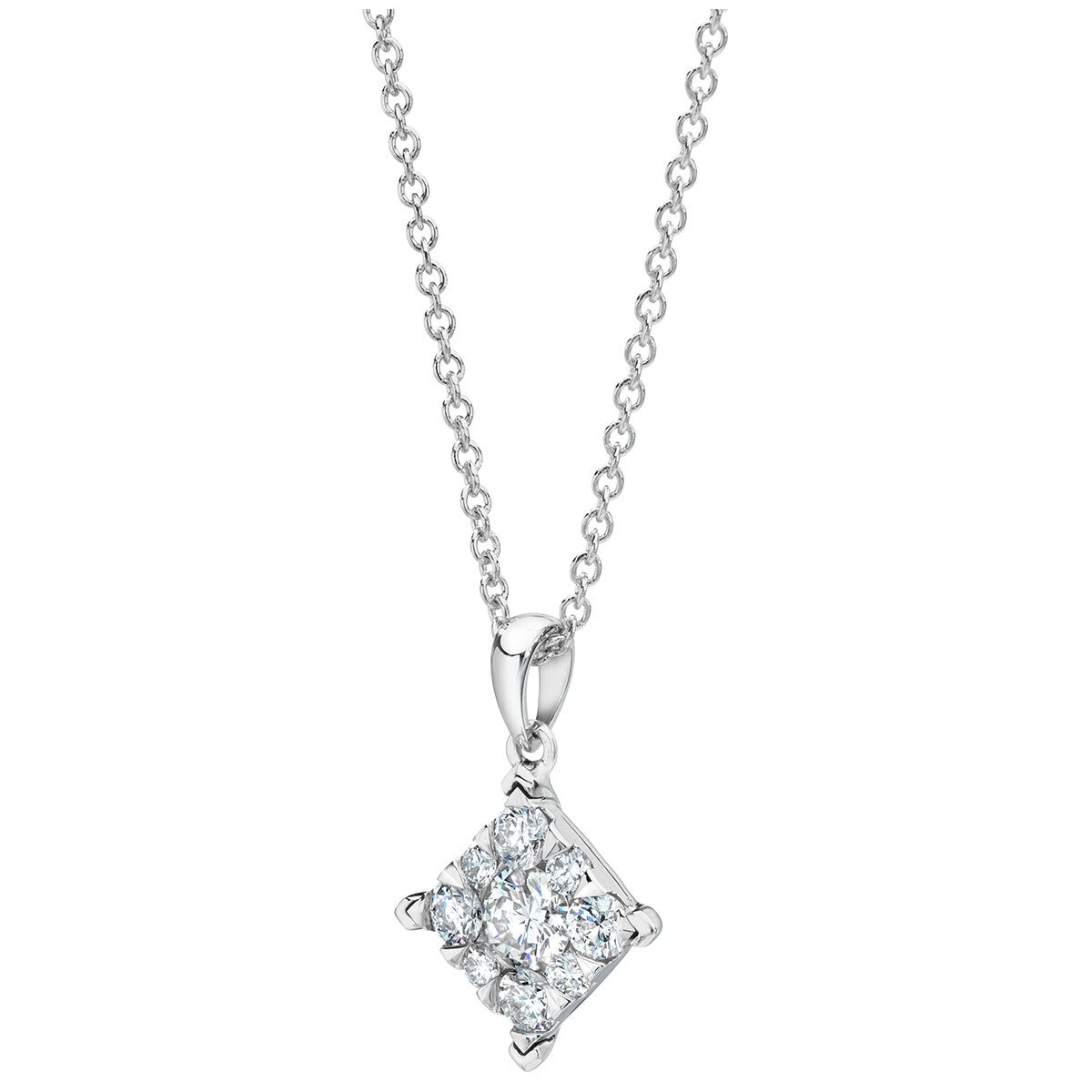 18KT White Gold 0.60ctw Diamond Cluster Pendant