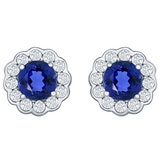 18KT White Gold 0.40ctw Diamond And Tanzanite Earrings