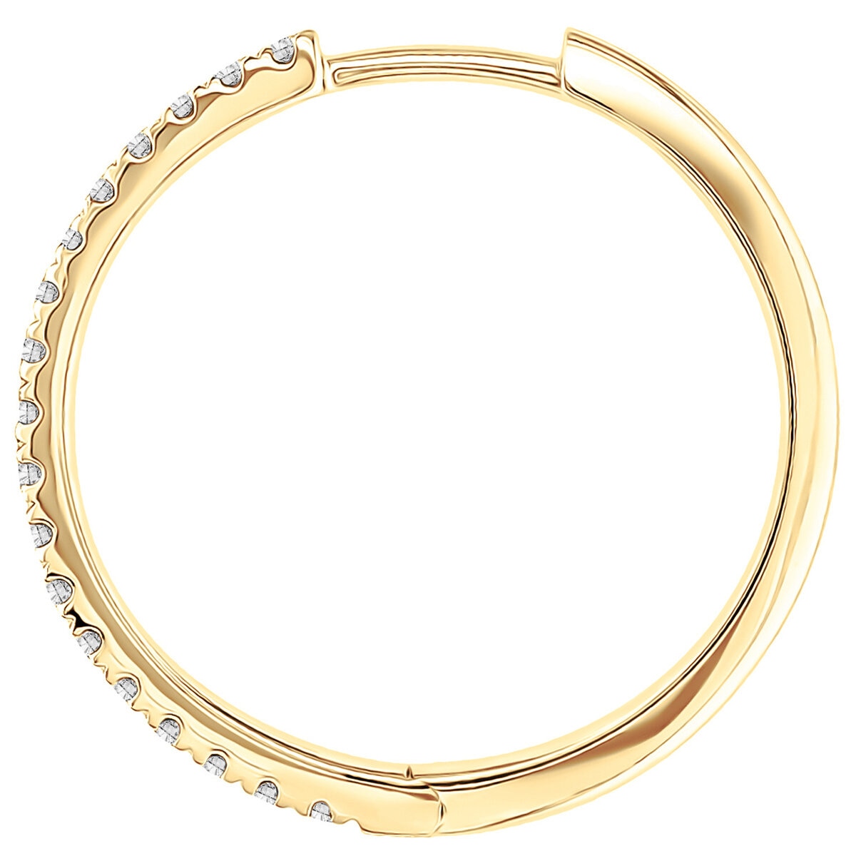 18KT Yellow Gold 0.25CTW Diamond Hinged Hoop Earrings