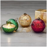 Glass Ornament with LED Candle 3PC