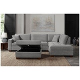 Thomasville Miles Fabric Sectional with Ottoman Grey