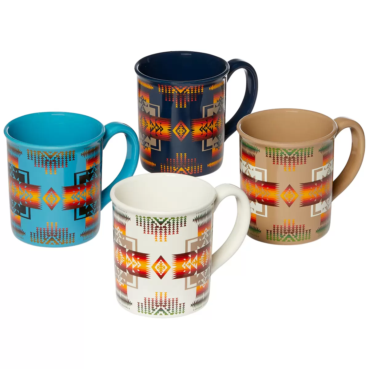 Pendleton Ceramic Mugs 4 piece set Chief Joseph Multi