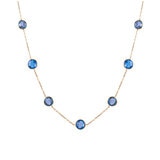 14KT Yellow Gold Round Blue Topaz Bezel Necklace