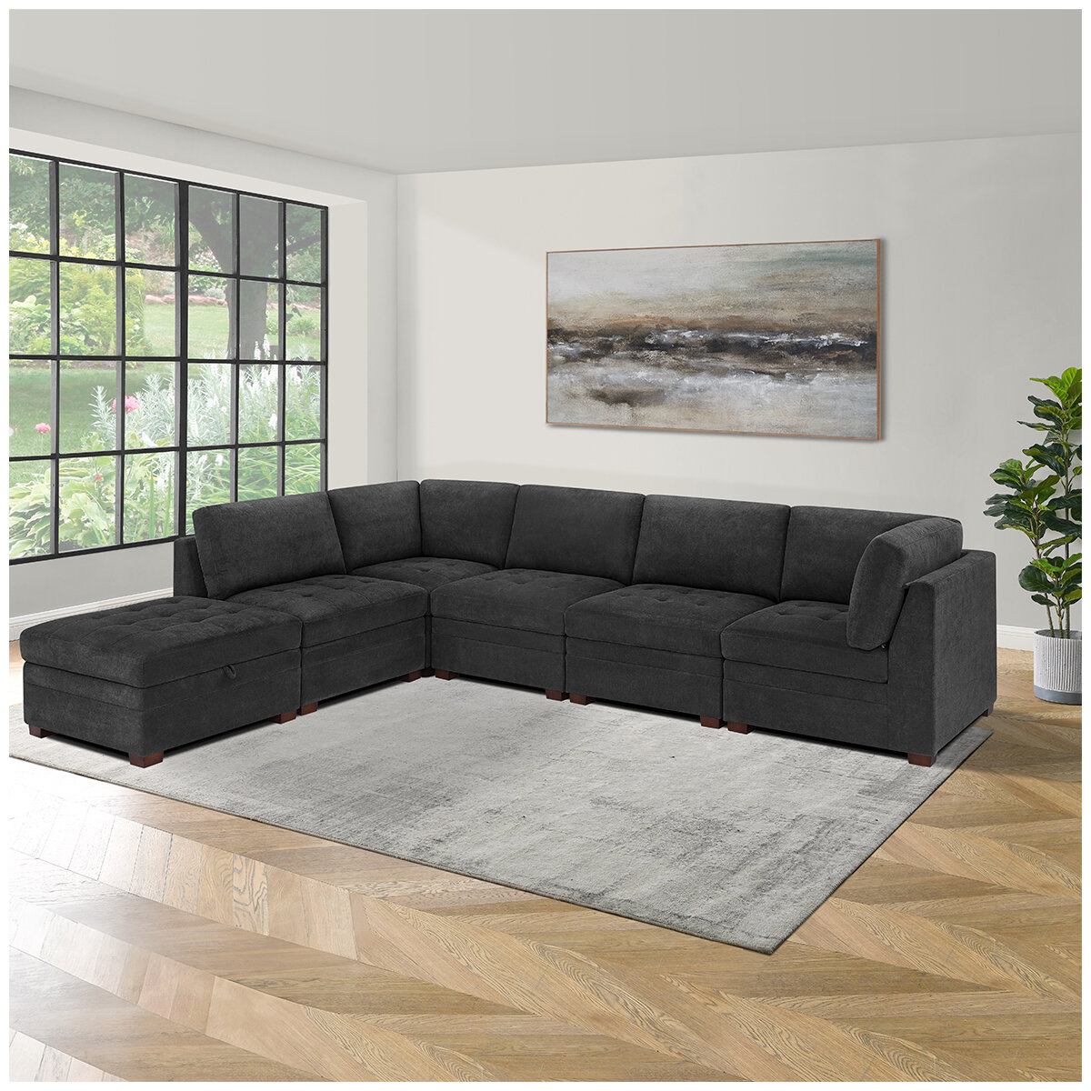 Thomasville 6 PC Modular Fabric Sectional