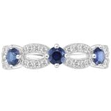 18KT White Gold 0.28ctw Round Diamond Sapphire Ring