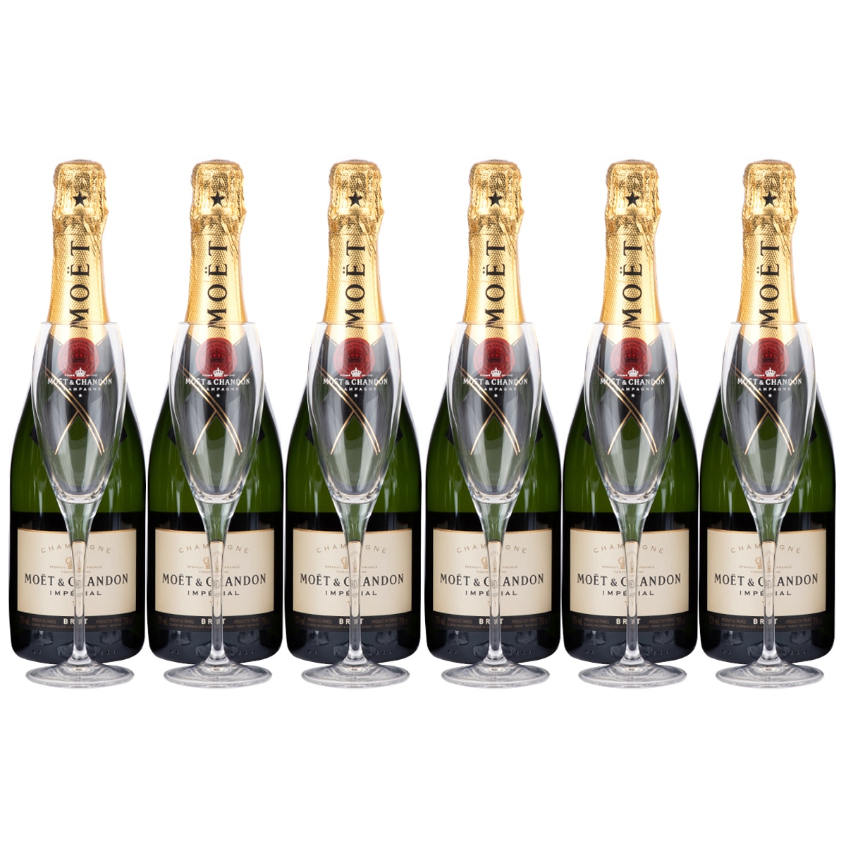 Moet & Chandon 6 x 750 ml and 6 Glass Pack