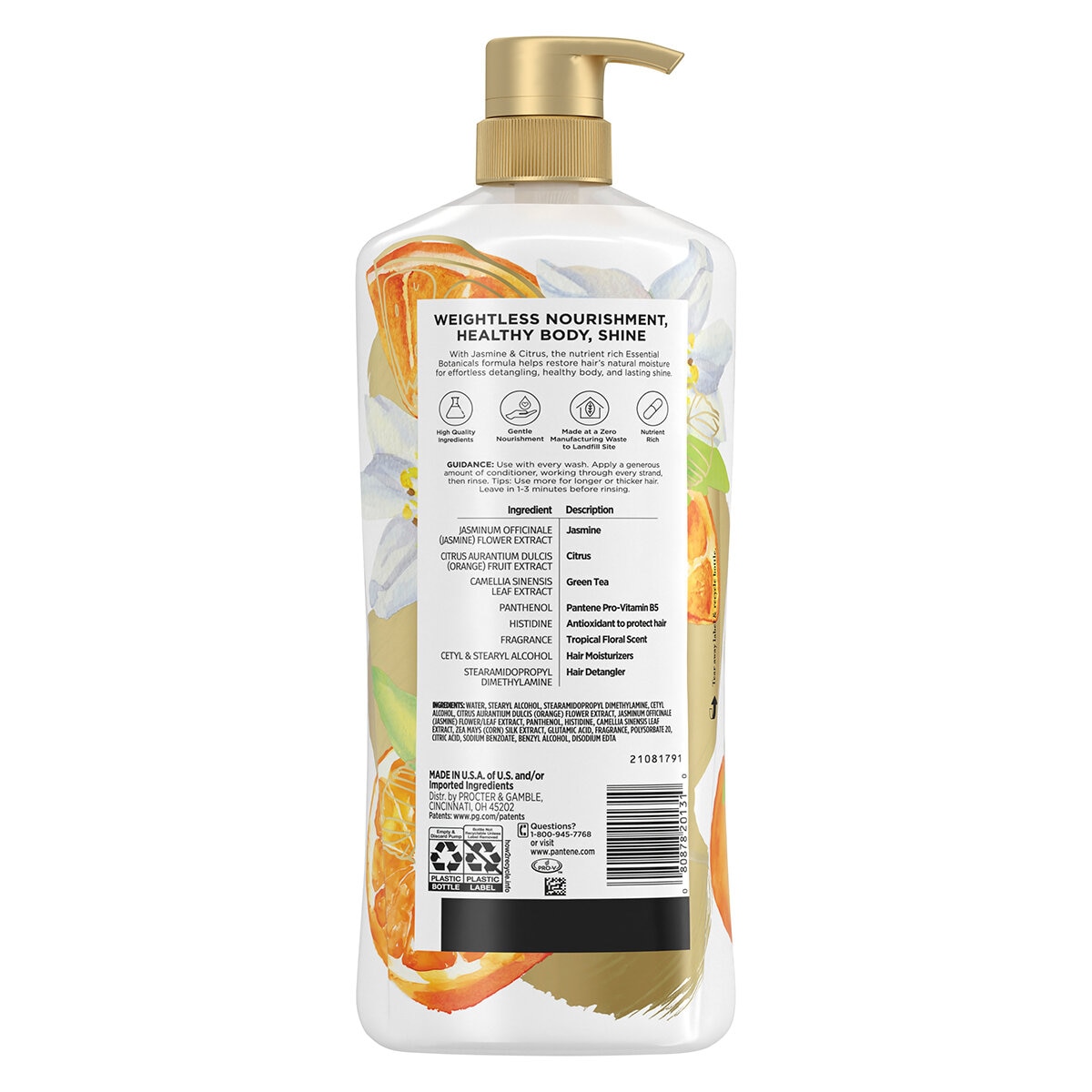 Pantene Essential Botanicals Jasmine & Citrus Conditioner 1.13L Pantene Essential Botanicals Jasmine & Citrus Conditioner 1.13L