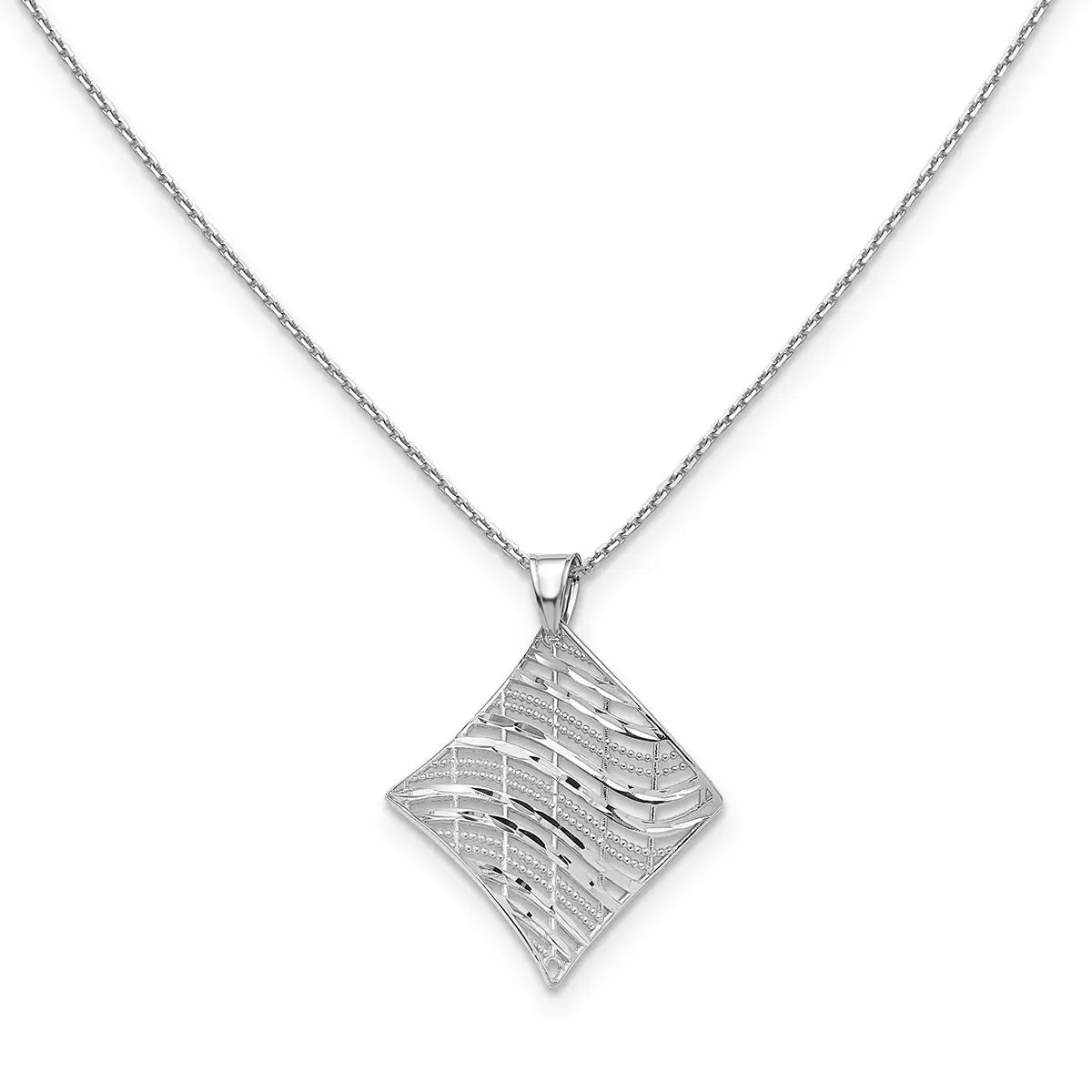 14KT White Gold Fancy Square Pendant