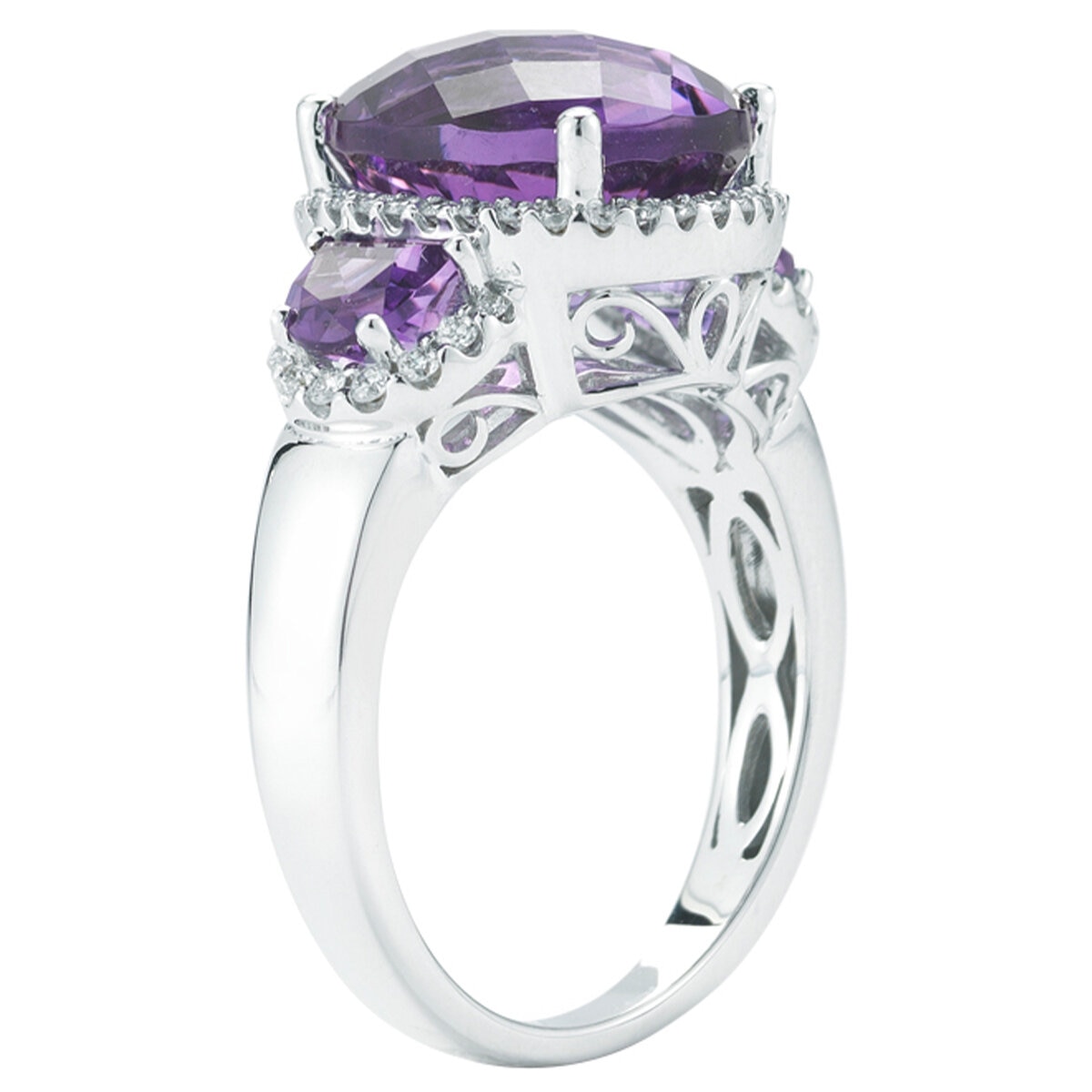 18KT White Gold Amethyst 0.28ctw Diamond Ring