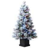 Pre-Lit Glitter Flocked Potted Artificial Christmas Tree 1.37M