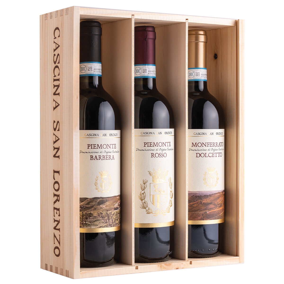 Cascina San Lorenzo 3x750ml Italian Wooden Pack