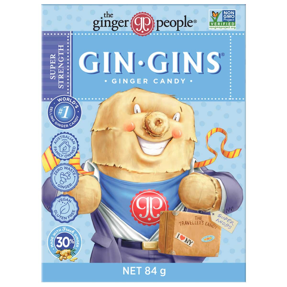 Gin Gins Super Strength Ginger Candy 12 x 84g