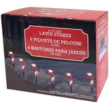 Candy Cane Lawn Stakes Set of 6