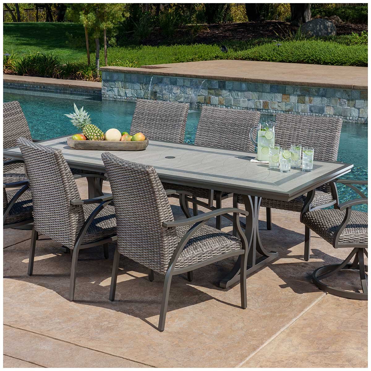 SunVilla Cobalt 9 Piece Woven Dining Set