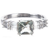 18KT White Gold 0.50ctw Diamond Green Quartz Ring