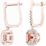 18KT Rose Gold 0.33ctw Round Diamond Morganite Drop Earrings