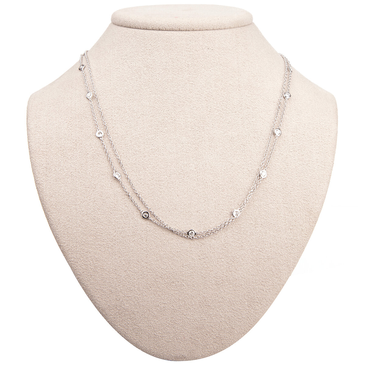 18KT White Gold 1.38ctw Diamond Two Strand Necklace