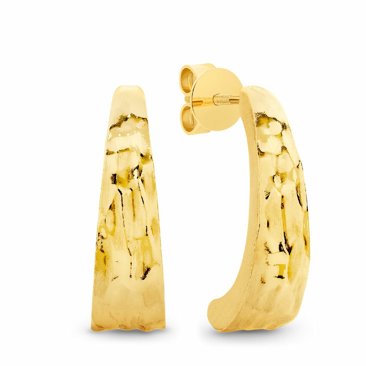 24KT Yellow Gold Textured Half Hoop Earrings 24KT Yellow Gold Textured Half Hoop Earrings