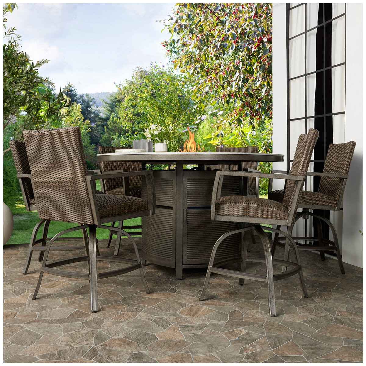 Agio Oakland 7 Piece High Dining Fire Set