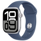 Apple Watch Series 10 GPS 42mm Silver Aluminium Case with Denim Sport Band S/M