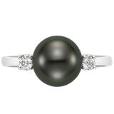 18KT White Gold 0.12ctw Diamond 8-9mm Cultured Pearl Ring