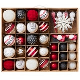 Shatter Resistant Holiday Ornaments 78 Piece Red/Black/White