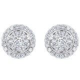 18KT White Gold 0.40ctw Round Diamond Halo Stud Earrings