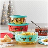 Pyrex Holiday Glass Storage 8 Piece Set Mickey and Minnie