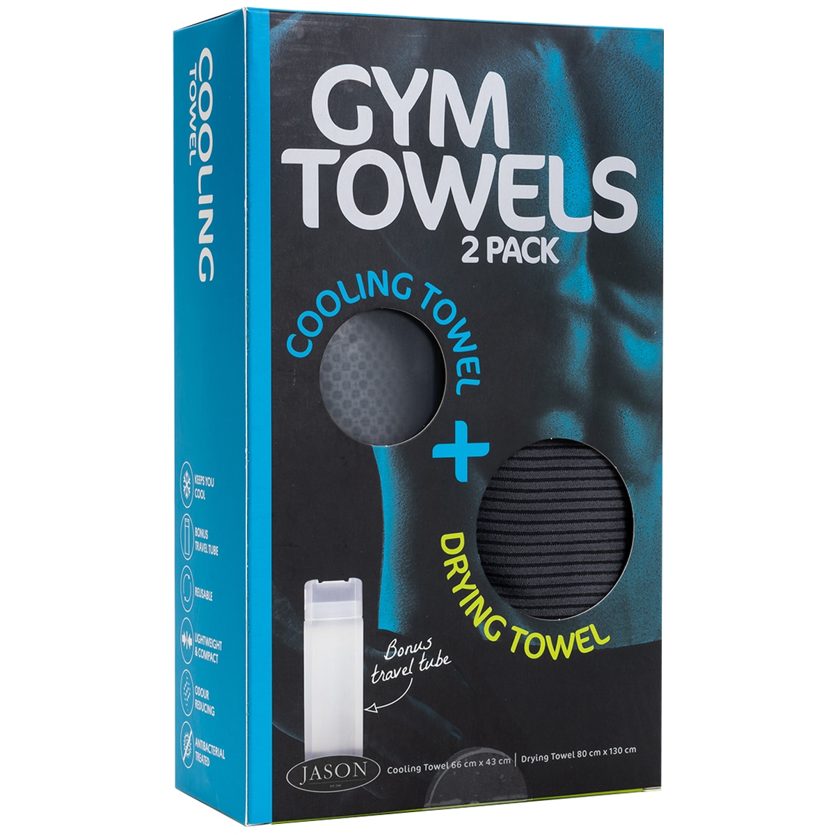 Jason Gymtowel 2 pack - Charcoal