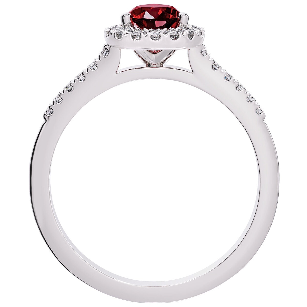 18KT White Gold 0.16ctw Diamond Pear Ruby Ring/