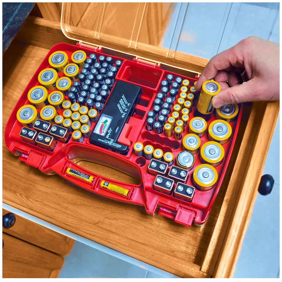 Battery Daddy Battery Organizer and Storage Case with Tester