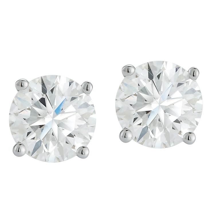 18KT White Gold 1.00ct Round Brilliant Cut Diamond Solitaire Stud ...