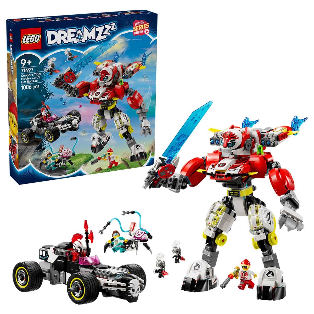 LEGO DREAMZzz Cooper’s Tiger Mech & Zero’s Hot Rod Car Toy 71497