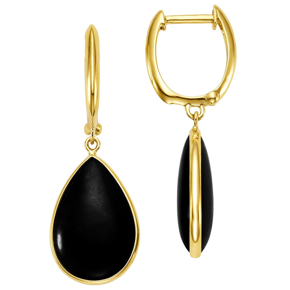 14kt Yellow Gold Black Onyx Bezel Pear Shape Earrings