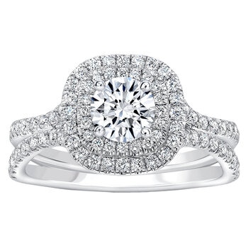 18KT White Gold 1.11ctw Diamond Bridal Ring