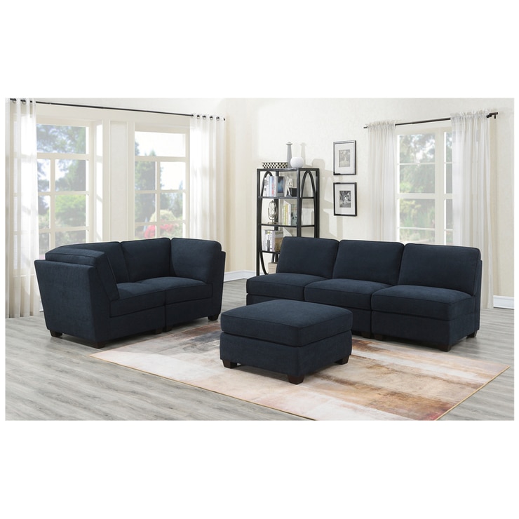 Bexley 6 Piece Modular Fabric Sectional Blue | Costco Australia