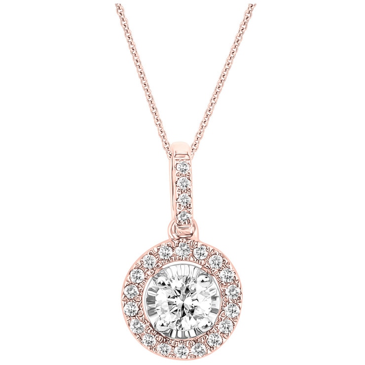 Round Brilliant Cut 0.33ctw Diamonds 18KT Two Tone Gold Pendant ...